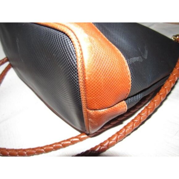 Bottega Veneta Vintage Black Satchel Coated Canvas And Brown Braid - Picture 10 of 12